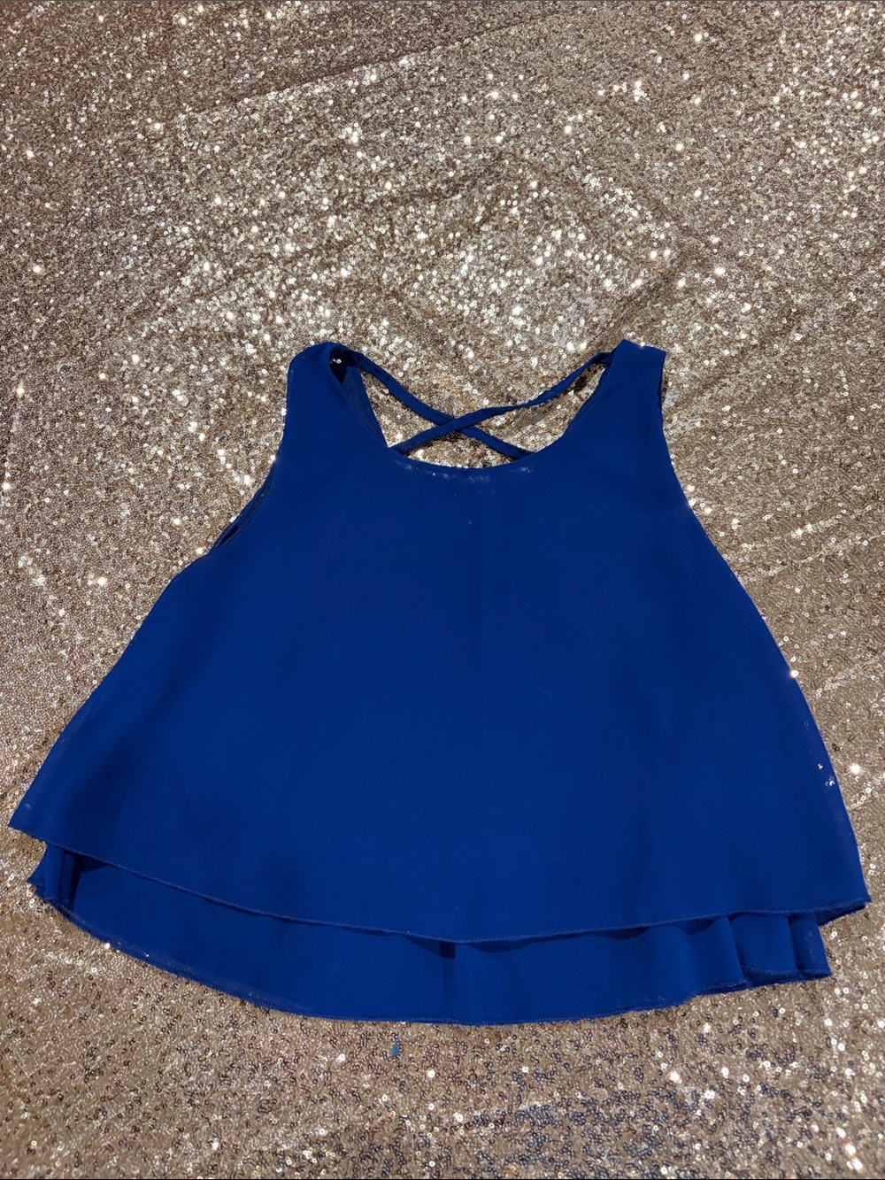 Women's Royal Blue Layered Crisscross Back Camisole